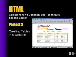 HTML Comprehensive Concepts and Techniques Second Edition Project