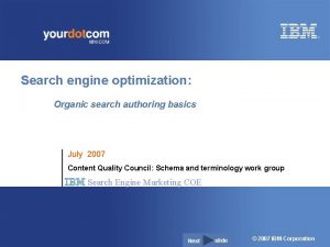 Search engine optimization Organic search authoring basics July