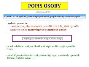 Popis osoby