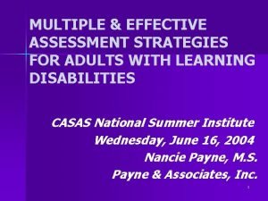 Assessment strategies for adults