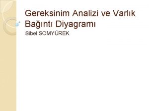 Gereksinim Analizi ve Varlk Bant Diyagram Sibel SOMYREK