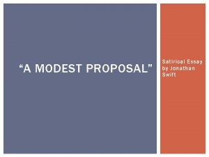 Modest proposal by jonathan swift