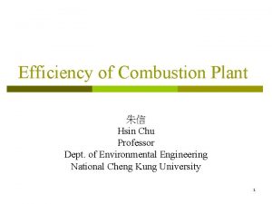 Efficiency of Combustion Plant Hsin Chu Professor Dept