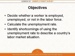 LESSON 18 UNEMPLOYMENT SURVEY Objectives Decide whether a