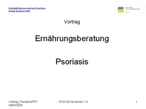 Rehabilitationszentrum Borkum Klinik Borkum Riff Vortrag Ernhrungsberatung Psoriasis