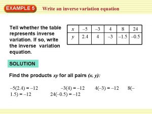 Direct and inverse variation examples