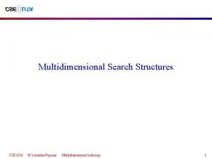 Multidimensional Search Structures CSE 6331 Leonidas Fegaras Multidimensional