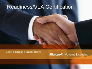 ReadinessVLA Certification Jean Pong and Donal Barry Channel