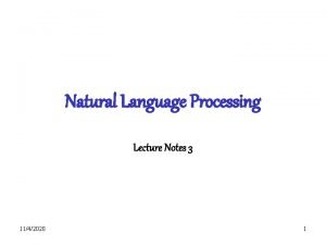 Natural language processing lecture notes