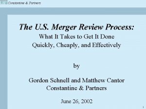 Constantine Partners The U S Merger Review Process