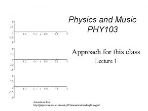 Physics and Music PHY 103 Approach for this