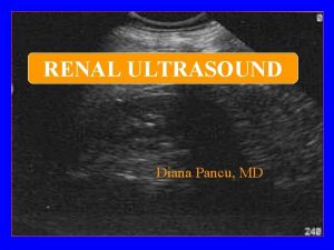 RENAL ULTRASOUND Diana Pancu MD Objectives Clinical indications