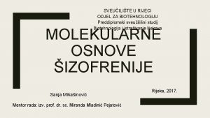 SVEUILITE U RIJECI ODJEL ZA BIOTEHNOLOGIJU Preddiplomski sveuilini