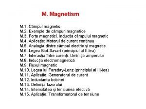 M Magnetism M 1 Cmpul magnetic M 2