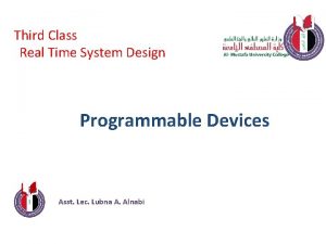 Third Class Real Time System Design Programmable Devices