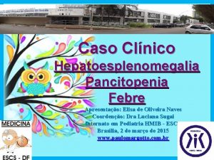 Caso Clnico Hepatoesplenomegalia Pancitopenia Febre Apresentao Elisa de