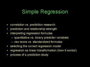 Simple Regression correlation vs prediction research prediction and
