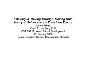 Nancy schlossberg transition theory