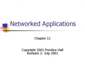 Networked Applications Chapter 11 Copyright 2001 Prentice Hall