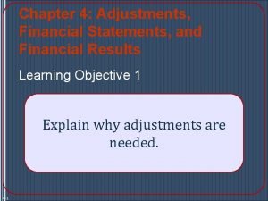 Chapter 4 Adjustments Financial Statements and Financial Results