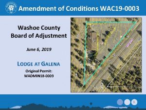 Amendment of Conditions WAC 19 0003 Washoe County