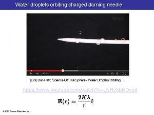 Water droplets orbiting charged darning needle https www