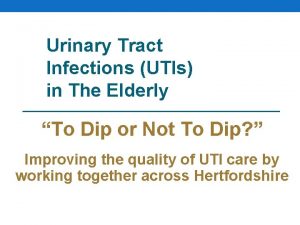 Urinary Tract Infections UTIs in The Elderly To