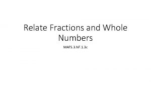 Relate fractions and whole numbers