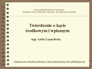 Lekcja matematyki dla klasy II gimnazjum Twierdzenie o