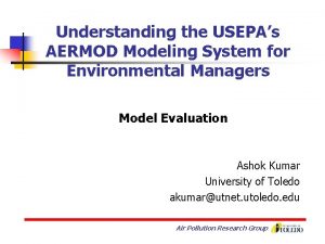 Understanding the USEPAs AERMOD Modeling System for Environmental