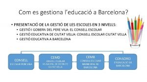 Com es gestiona leducaci a Barcelona PRESENTACI DE