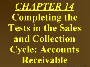 CHAPTER 14 Completing the Tests in the Sales