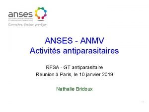 ANSES ANMV Activits antiparasitaires RFSA GT antiparasitaire Runion
