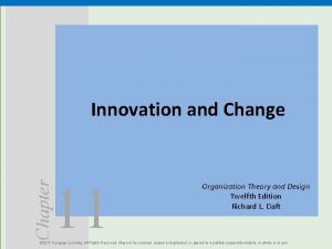 Chapter Innovation and Change 11 Organization Theory and