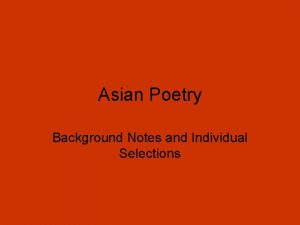 Types of asian poetry