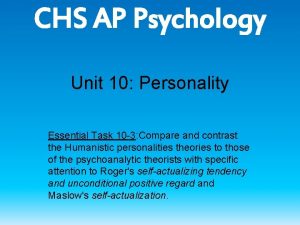 CHS AP Psychology Unit 10 Personality Essential Task