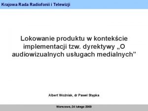 Krajowa Radiofonii i Telewizji Lokowanie produktu w kontekcie