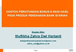 CONTOH PERHITUNGAN BONUS BAGI HASIL PADA PRODUK PENDANAAN