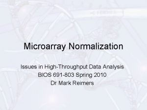 Microarray Normalization Issues in HighThroughput Data Analysis BIOS