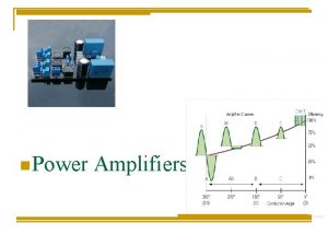 n Power Amplifiers Power Amplifier Definitions In smallsignal
