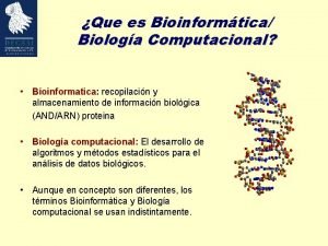 Que es Bioinformtica Biologa Computacional Bioinformatica recopilacin y