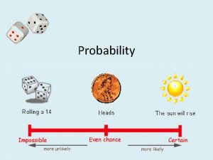 Probability how likely something is Probability is how