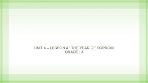 The year of sorrow