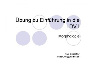 bung zu Einfhrung in die LDV I Morphologie