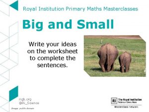 Royal Institution Primary Maths Masterclasses Big and Small