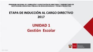PROGRAMA NACIONAL DE FORMACIN Y CAPACITACIN DE DIRECTORES