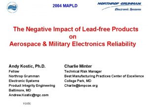 2004 MAPLD The Negative Impact of Leadfree Products