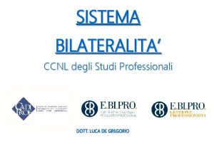 SISTEMA BILATERALITA CCNL degli Studi Professionali DOTT LUCA