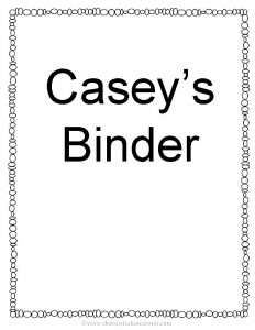 Caseys Binder www thecurriculumcorner com Caseys Assignment Notebook