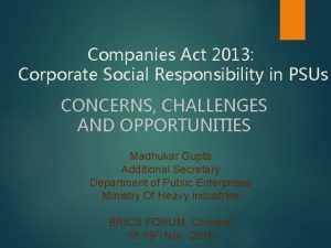 Companies Act 2013 Corporate Social Responsibility in PSUs